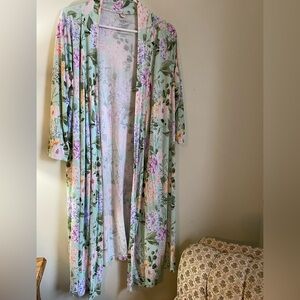 Posh Peanut Pastel Floral Robe in Mint, Pink & Purple